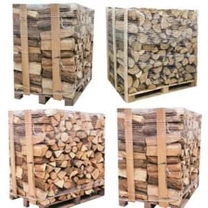 4 palettes (2 chêne blanc + 2 hêtre/charme) — Bûches de 50 cm